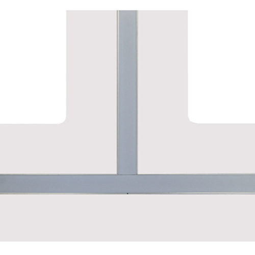 Elemento di raccordo a "T" costituito da cartongesso GypsoHD BA 13 con integrato profilo in alluminio estruso